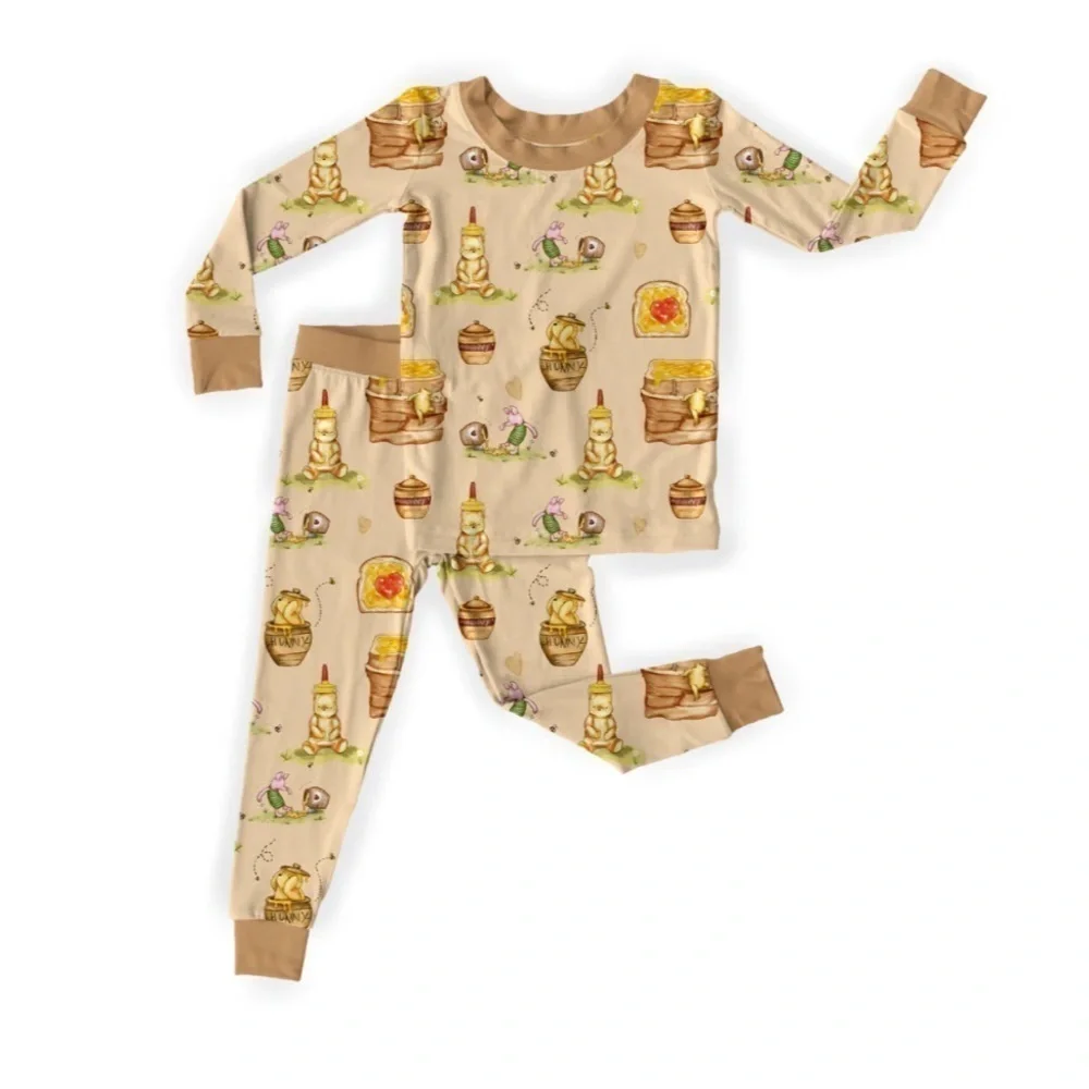 Wild woven kind thing honey bear 2 piece bamboo tencel pj set new